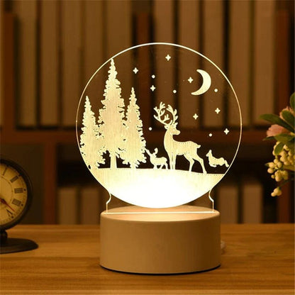 "3D Acrylic LED Night Light - Festive Christmas Party Decoration for Home Bedroom Decor and Weddings"