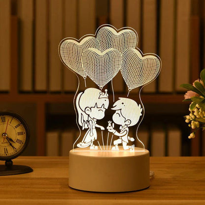 "Romantic Love 3D Acrylic LED Night Light: Perfect for Home Decor, Birthdays, and Valentine's Day!"