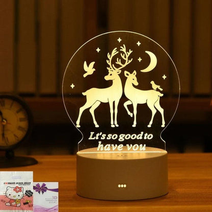 "3D Acrylic LED Night Light - Festive Christmas Party Decoration for Home Bedroom Decor and Weddings"