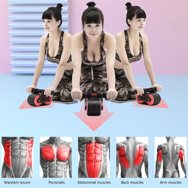 "Automatic Rebound Ab Wheel Roller - Waist Trainer for Home Gym Workouts"