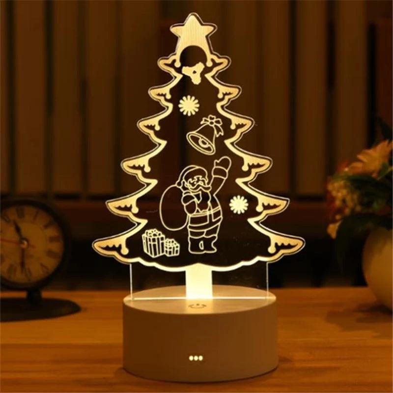 "3D Acrylic LED Night Light - Festive Christmas Party Decoration for Home Bedroom Decor and Weddings"