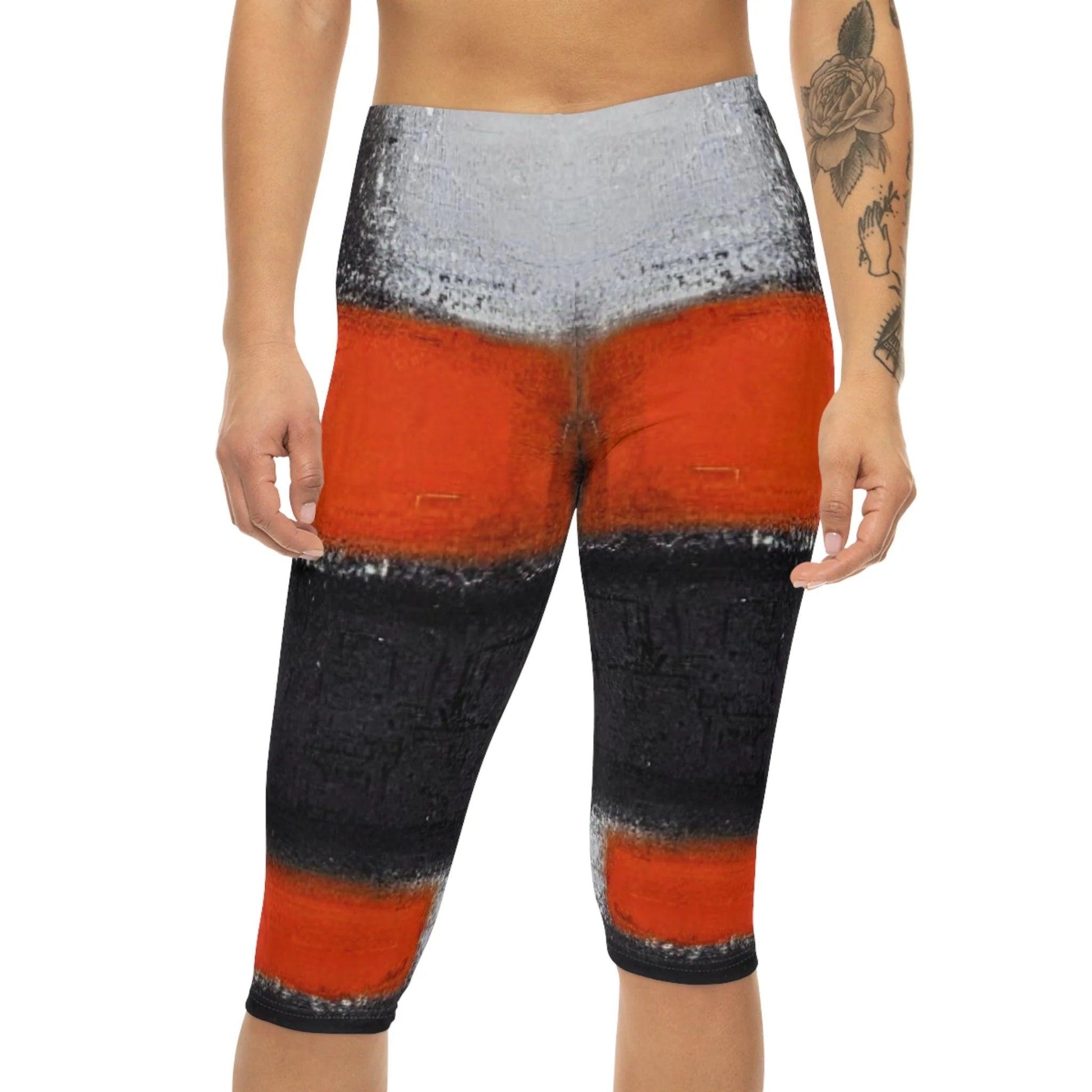 "Red Orange Women's Capri Leggings by Queennoble"