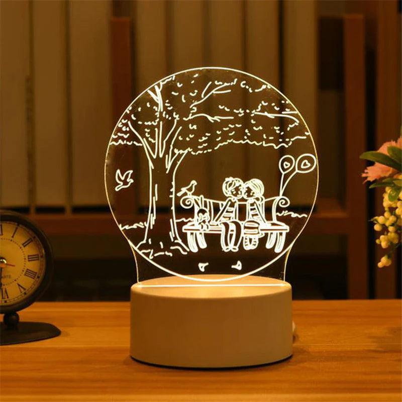 "Romantic Love 3D Acrylic LED Night Light: Perfect for Home Decor, Birthdays, and Valentine's Day!"