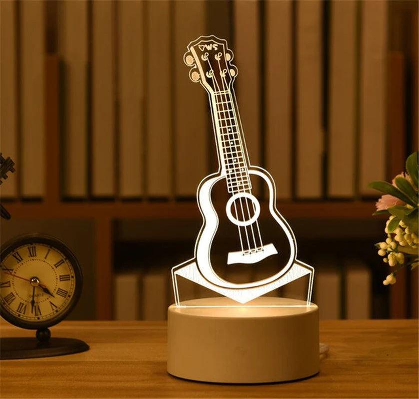 "3D Acrylic LED Night Light - Festive Christmas Party Decoration for Home Bedroom Decor and Weddings"