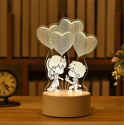 "3D Acrylic LED Night Light - Festive Christmas Party Decoration for Home Bedroom Decor and Weddings"