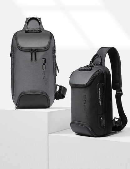 "Secure and Stylish Italian Chest Bag with Bange Anti-Theft USB Technology for Men"