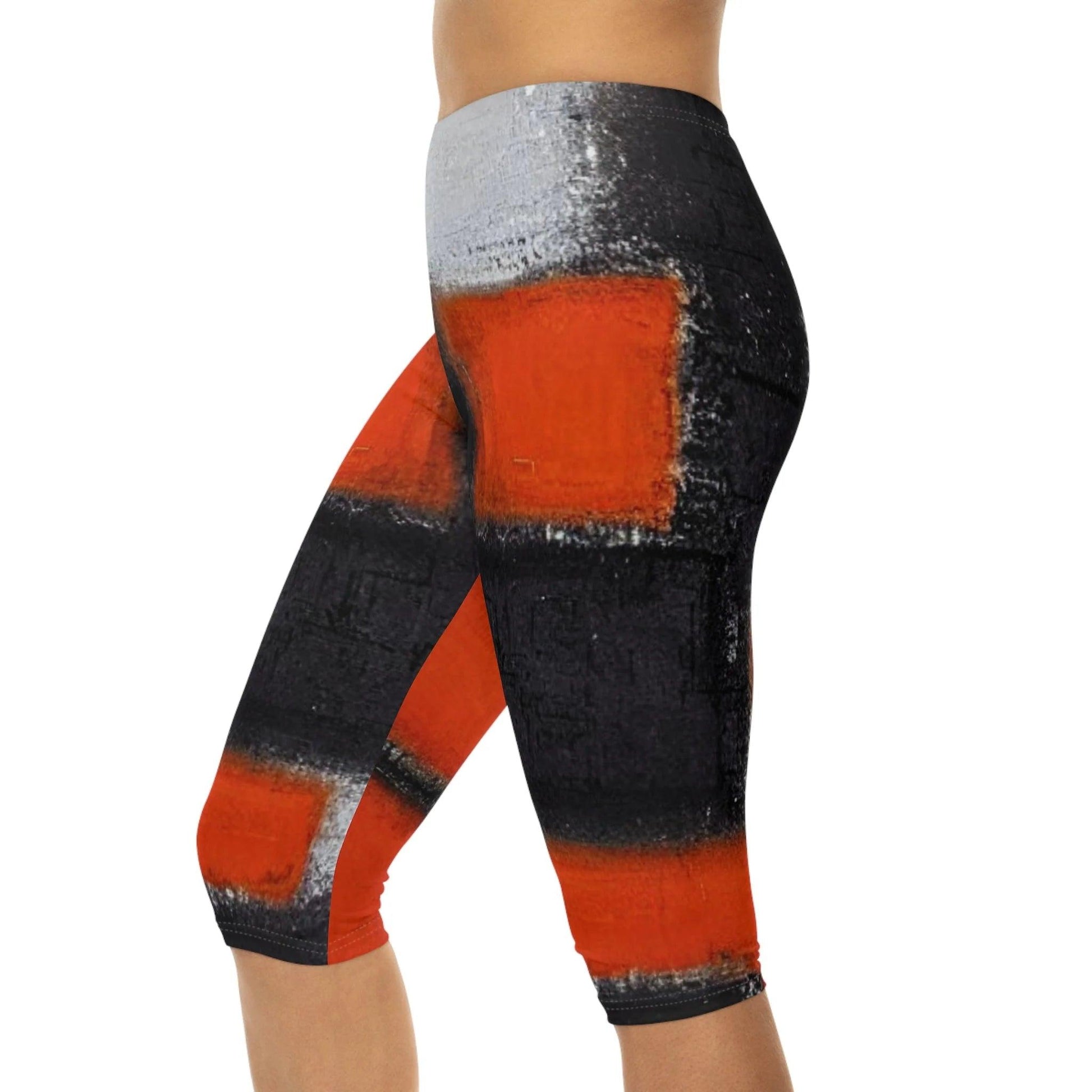 "Red Orange Women's Capri Leggings by Queennoble"