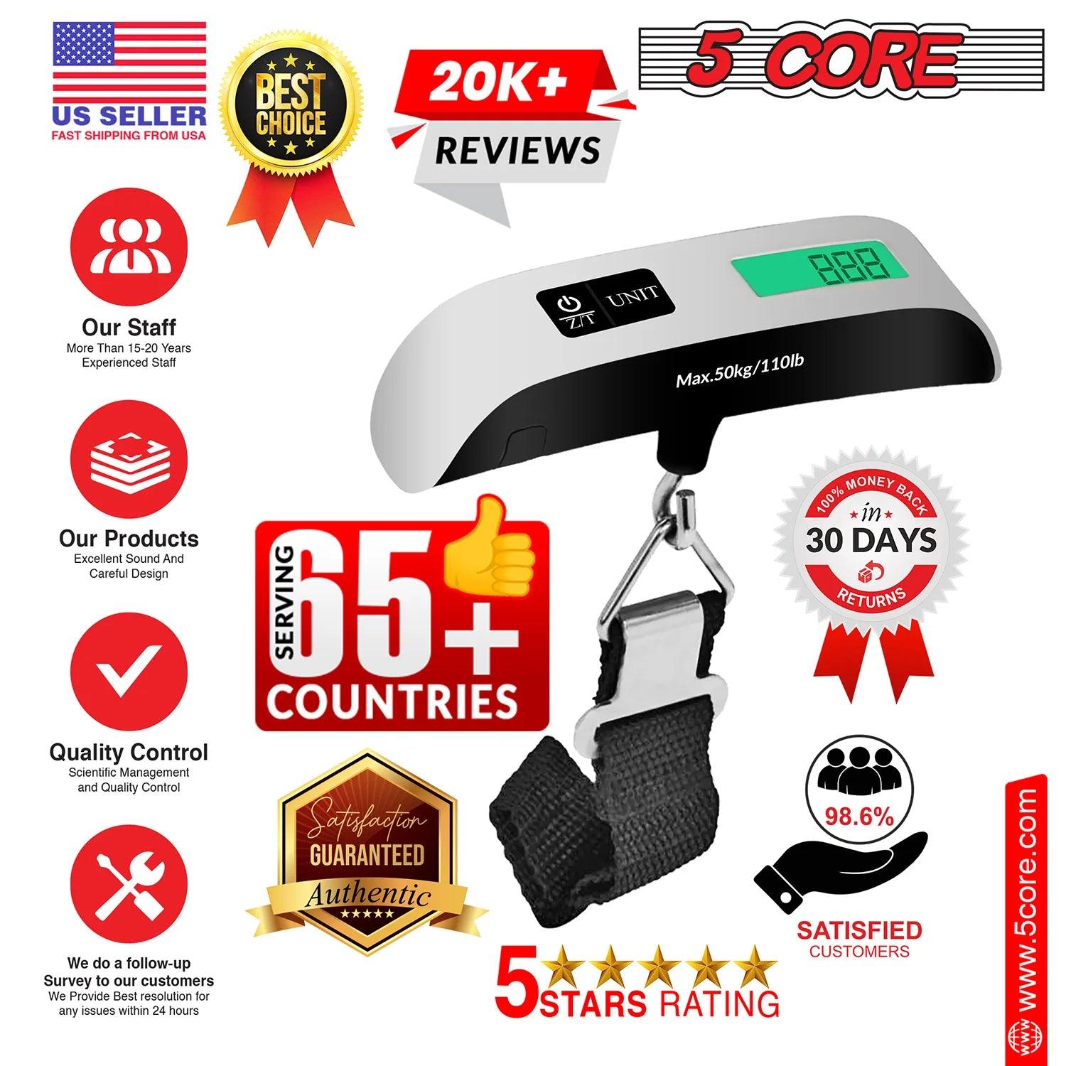 "5Core Portable Digital Luggage Scale - TSA Approved Travel Weight Scales"