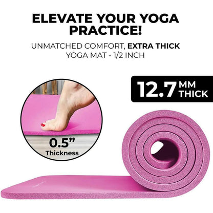 "Ultimate Yoga Starter Set: Thick Mat, Blocks, Strap, Cooling Towels Included"