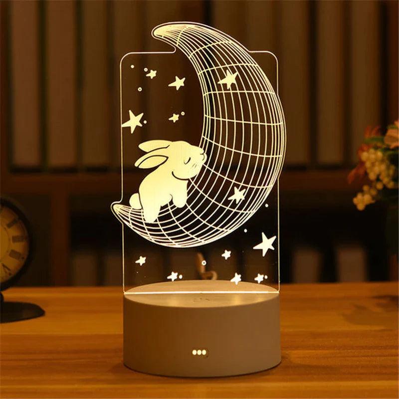 "3D Acrylic LED Night Light - Festive Christmas Party Decoration for Home Bedroom Decor and Weddings"