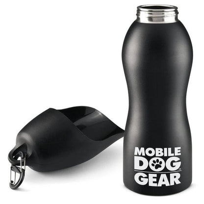 "Portable Dog Water Bottle with Built-In Bowl - 25 Oz Stainless Steel"