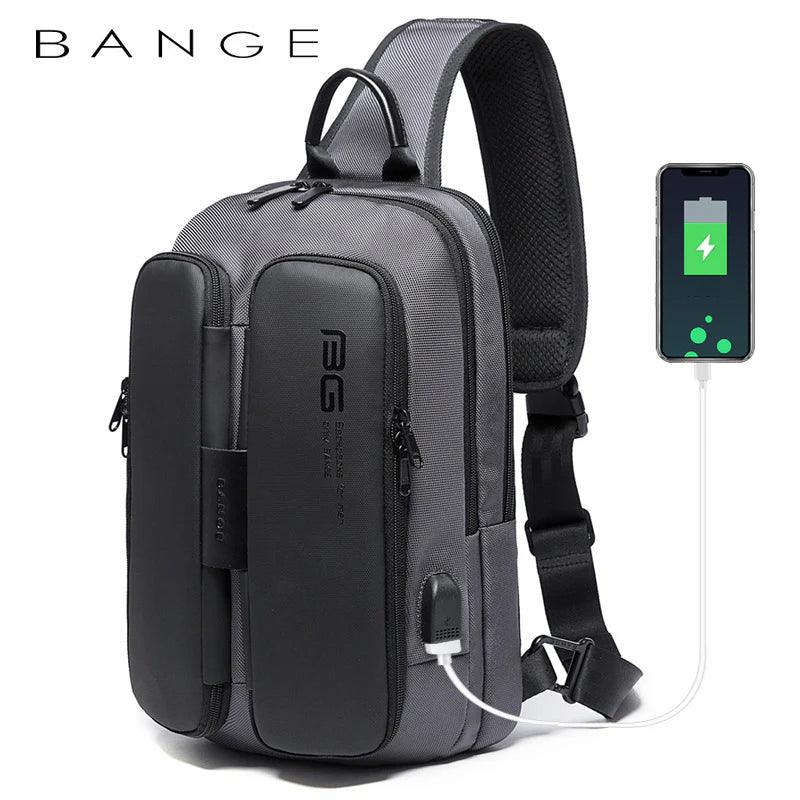 "Tech-Savvy Men's Shoulder Bag with USB Functionality"