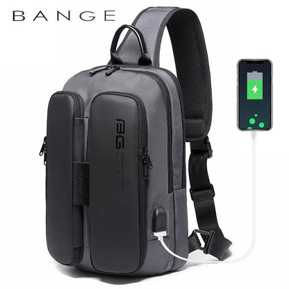 "Tech-Savvy Men's Shoulder Bag with USB Functionality"