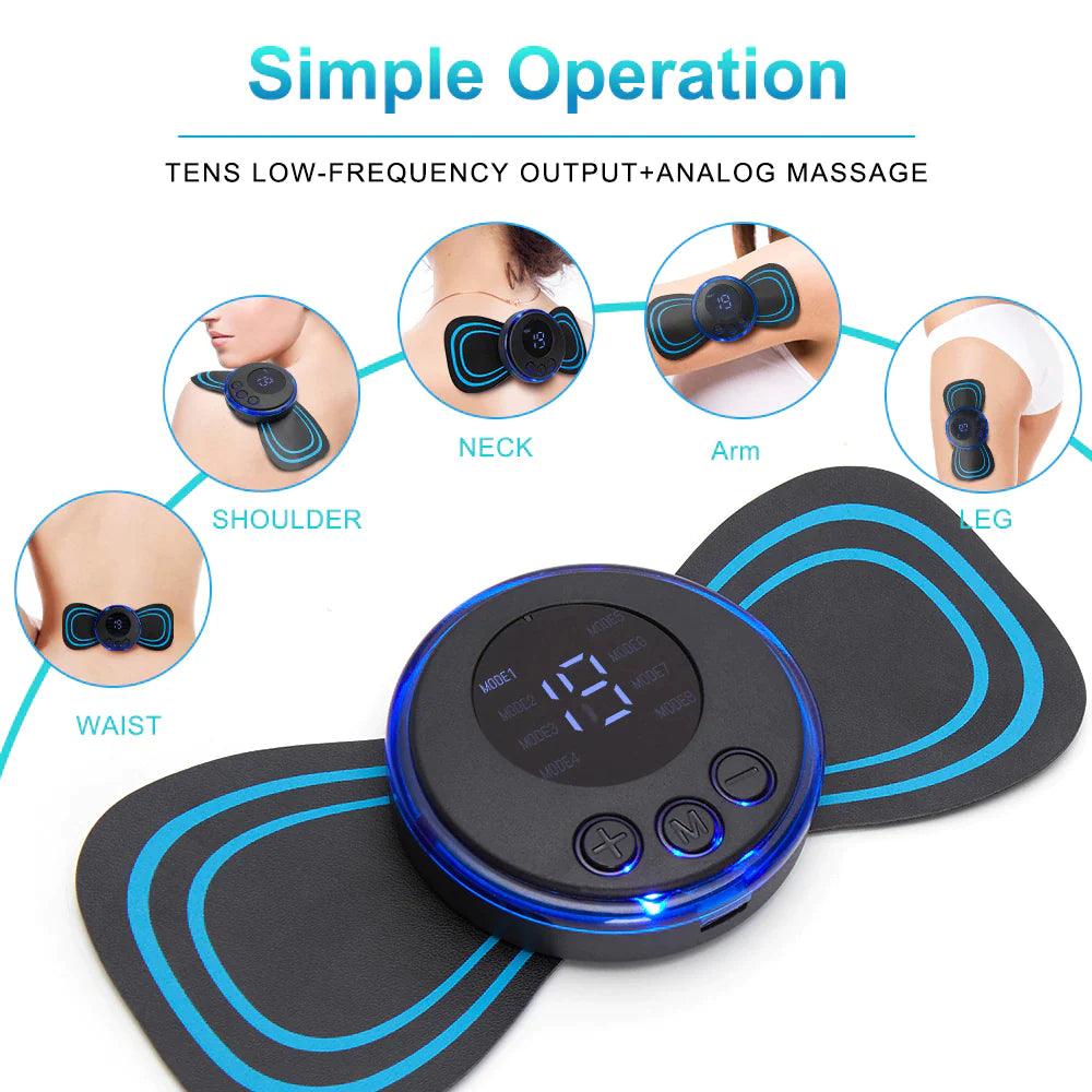 "Portable Electric Neck Massager with 8 Modes for Pain Relief and Muscle Stimulation"