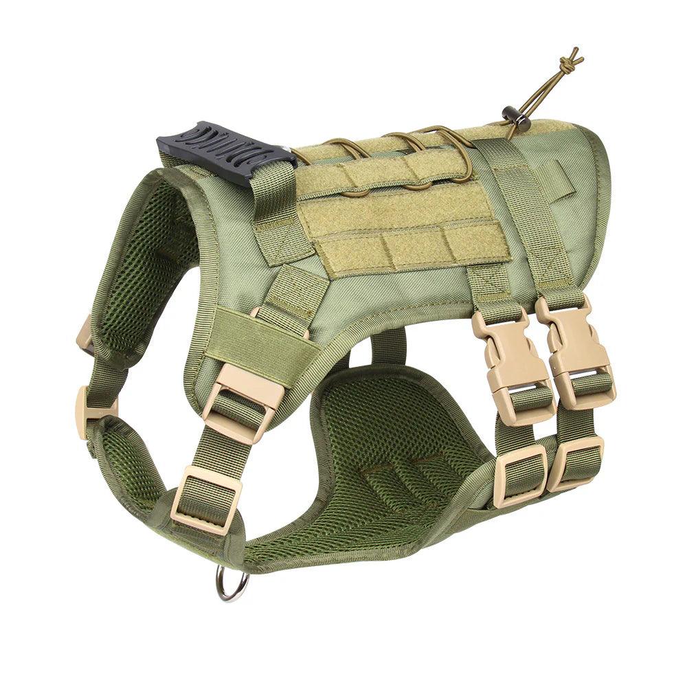 Tactical Dog Harness with 6 Metal Buckles for Large or Medium Dogs, Dog MOLLE Vest with Handle for Walking Training Hiking