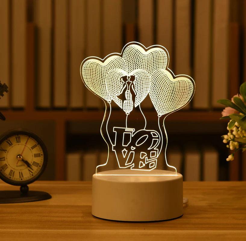 "Romantic Love 3D Acrylic LED Night Light: Perfect for Home Decor, Birthdays, and Valentine's Day!"