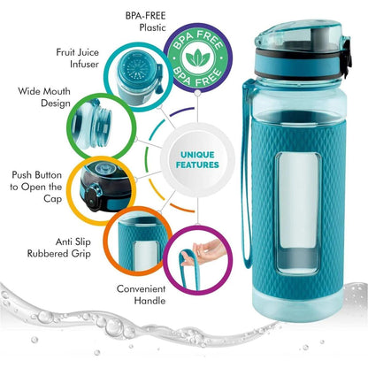 Premium Swig Savvy Sports Water Bottle with Wide Mouth and Leakproof Lid - 25Oz