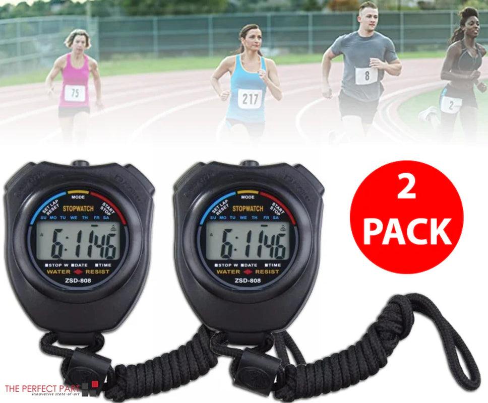 "Digital Sports Stopwatch Set with Date Timer and Odometer"