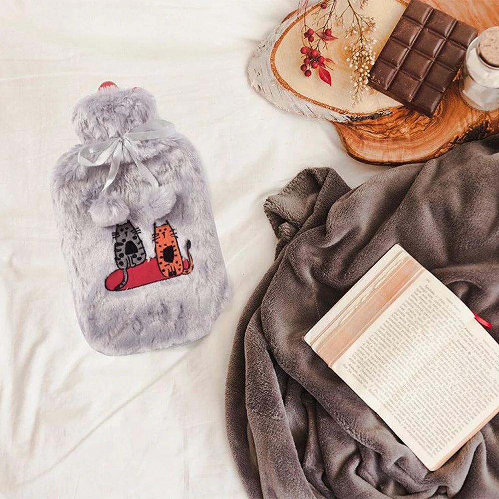 "Cozy Cat-themed Gray Hot Water Bottle by Biggdesign"