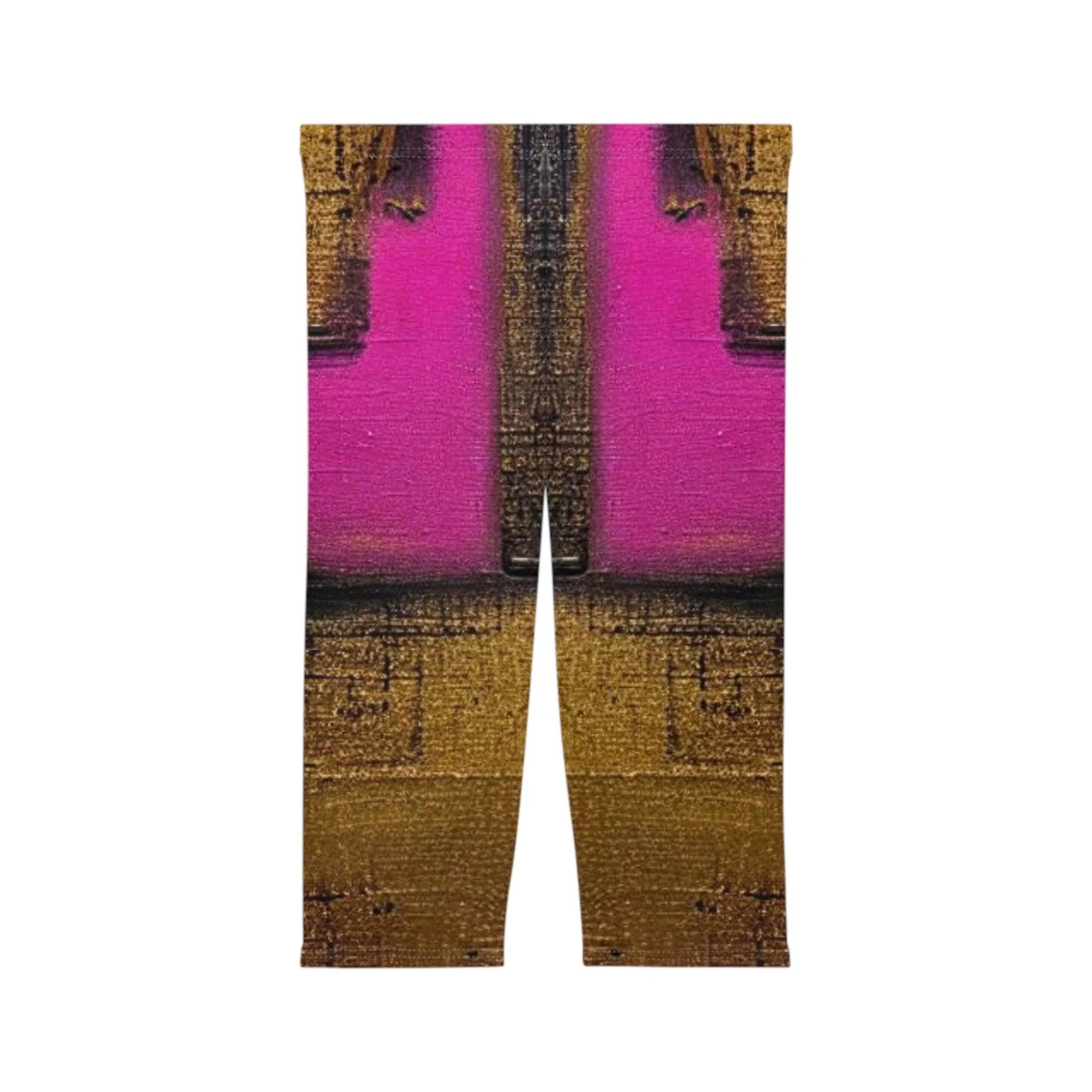 Golden Black Pink Women's Capri Leggings by Queennoble