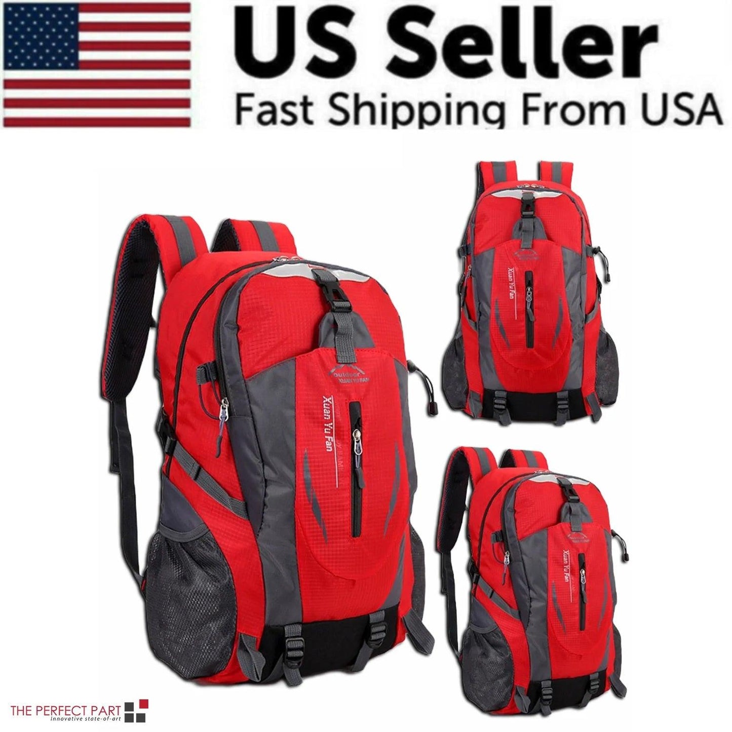 "USA 40L Travel Backpack - Ideal for Camping, Hiking, and School"