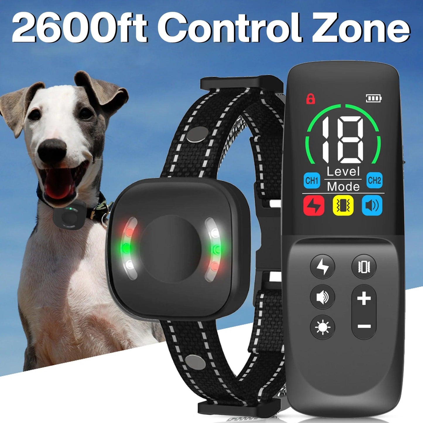 "Premium LED Dog Shock Collar with Remote - Ideal for Small, Medium, and Large Dogs up to 120lbs!"