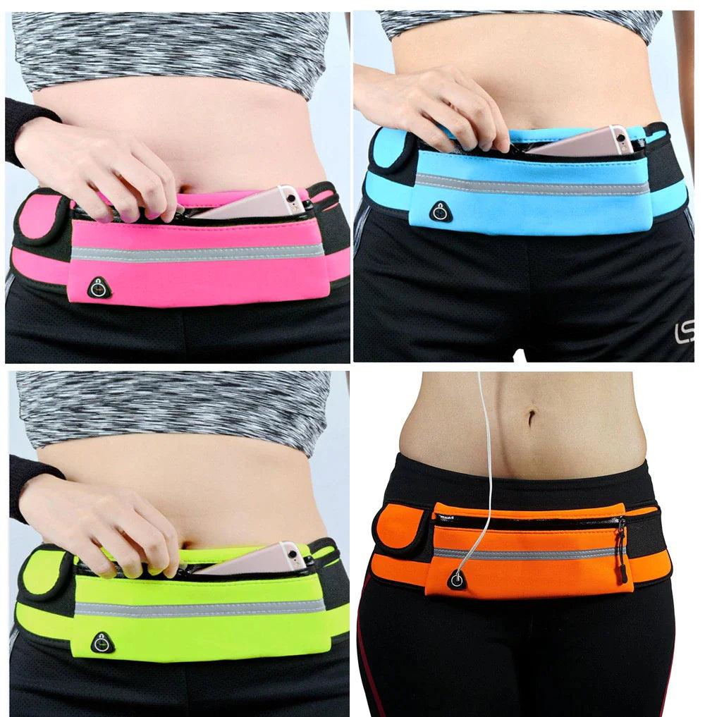 "Waterproof Sports Waist Bag for Women - Portable Running Belt with Phone Holder"