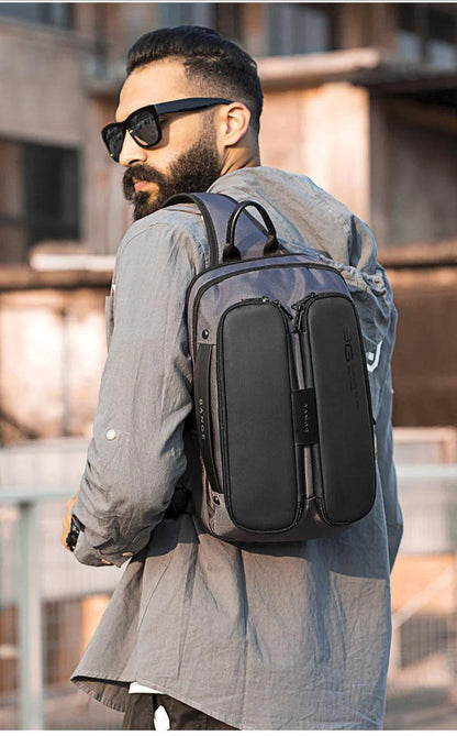 "Tech-Savvy Men's Shoulder Bag with USB Functionality"