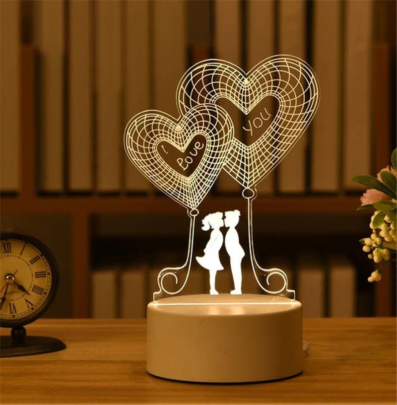 "3D Acrylic LED Night Light - Festive Christmas Party Decoration for Home Bedroom Decor and Weddings"