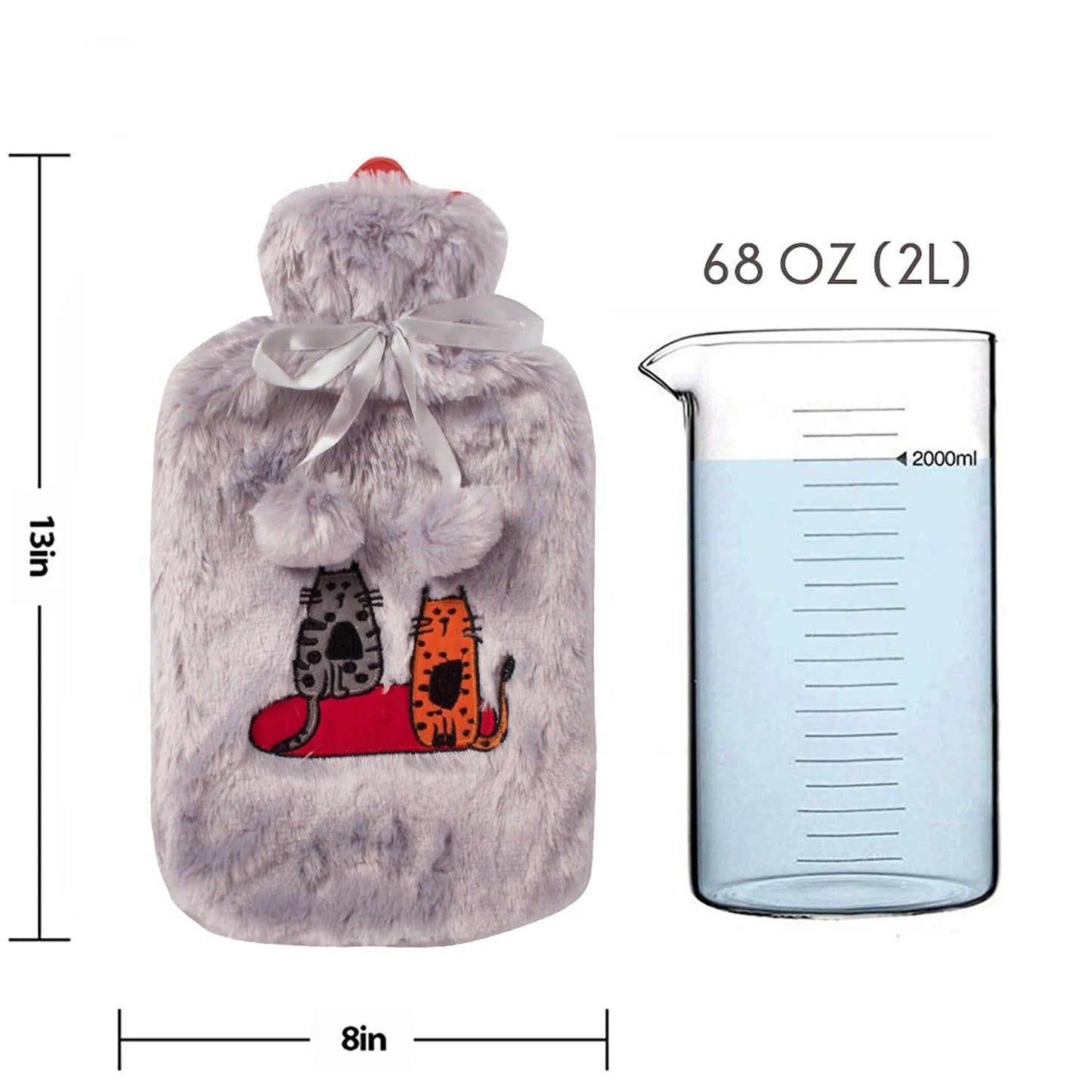 "Cozy Cat-themed Gray Hot Water Bottle by Biggdesign"