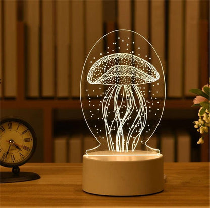 "3D Acrylic LED Night Light - Festive Christmas Party Decoration for Home Bedroom Decor and Weddings"