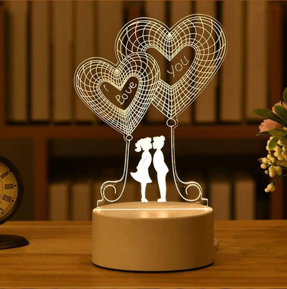 "Romantic Love 3D Acrylic LED Night Light: Perfect for Home Decor, Birthdays, and Valentine's Day!"