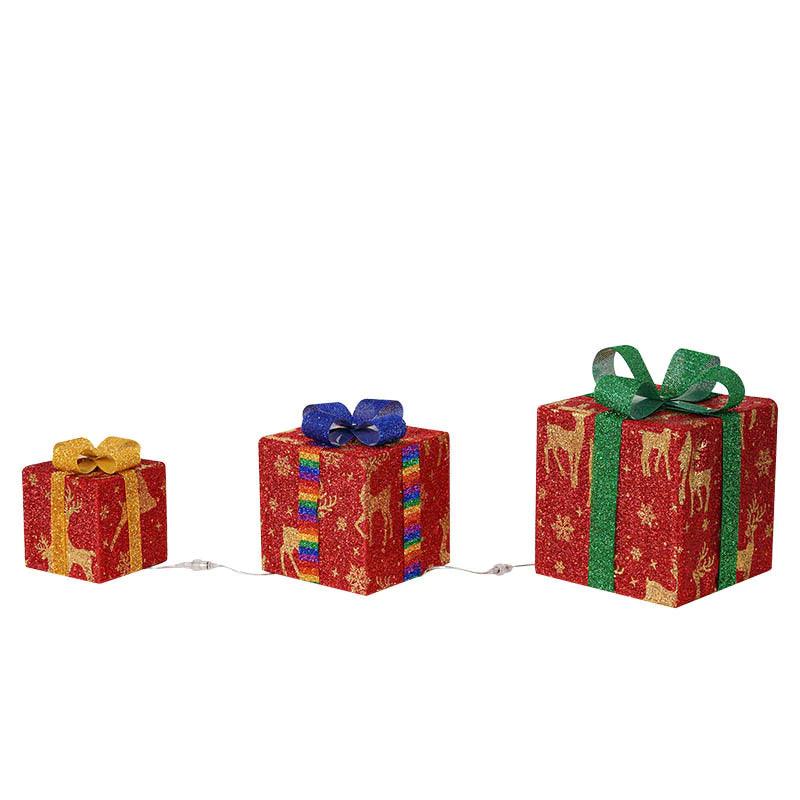 "Sparkling Christmas Gift Box with Bow - Outdoor Holiday Decor for Home and Yard"