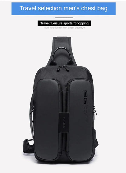 "Tech-Savvy Men's Shoulder Bag with USB Functionality"