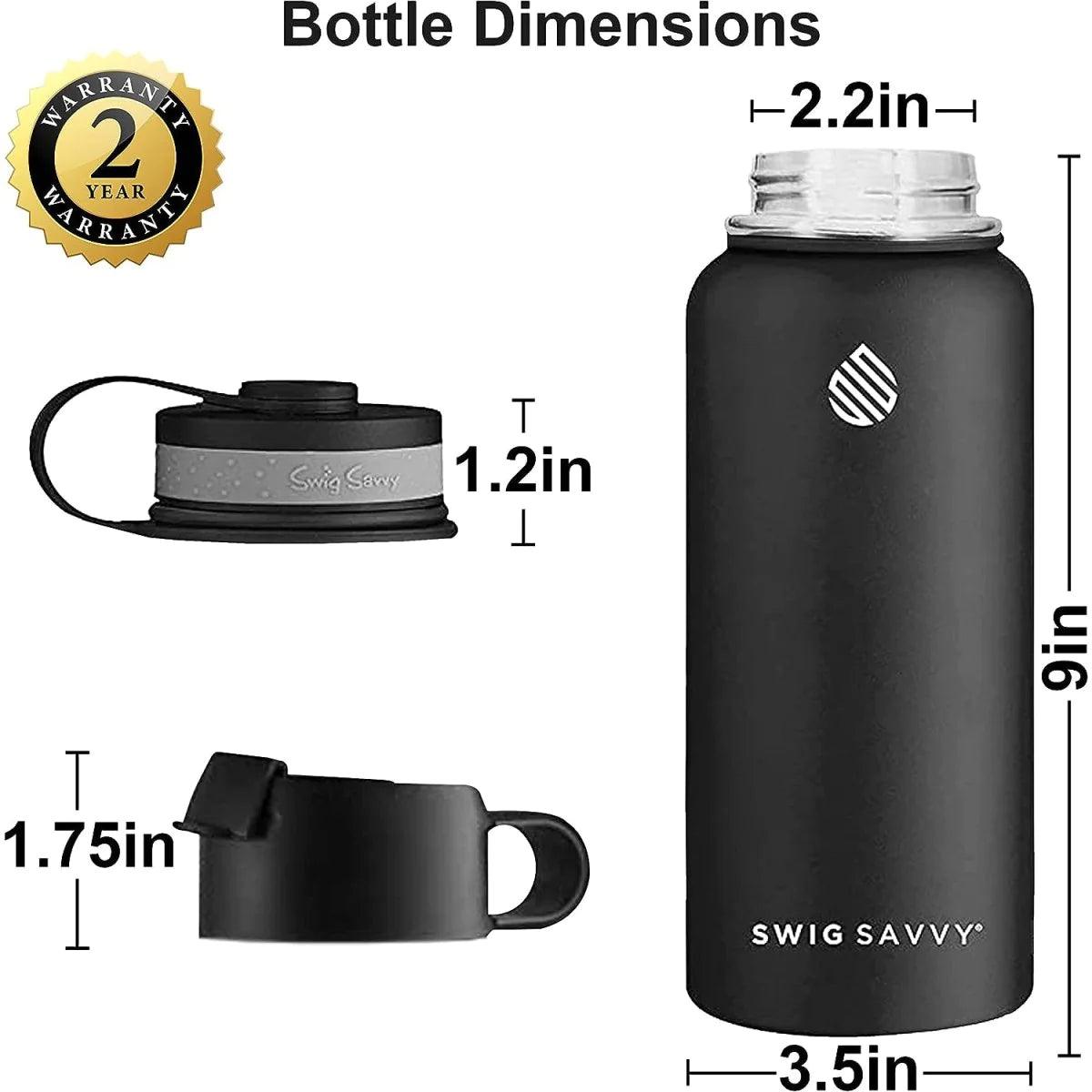 Ultimate 32oz Stainless Steel Water Bottle Set with 2 Leak-Proof Lids and Sleeve