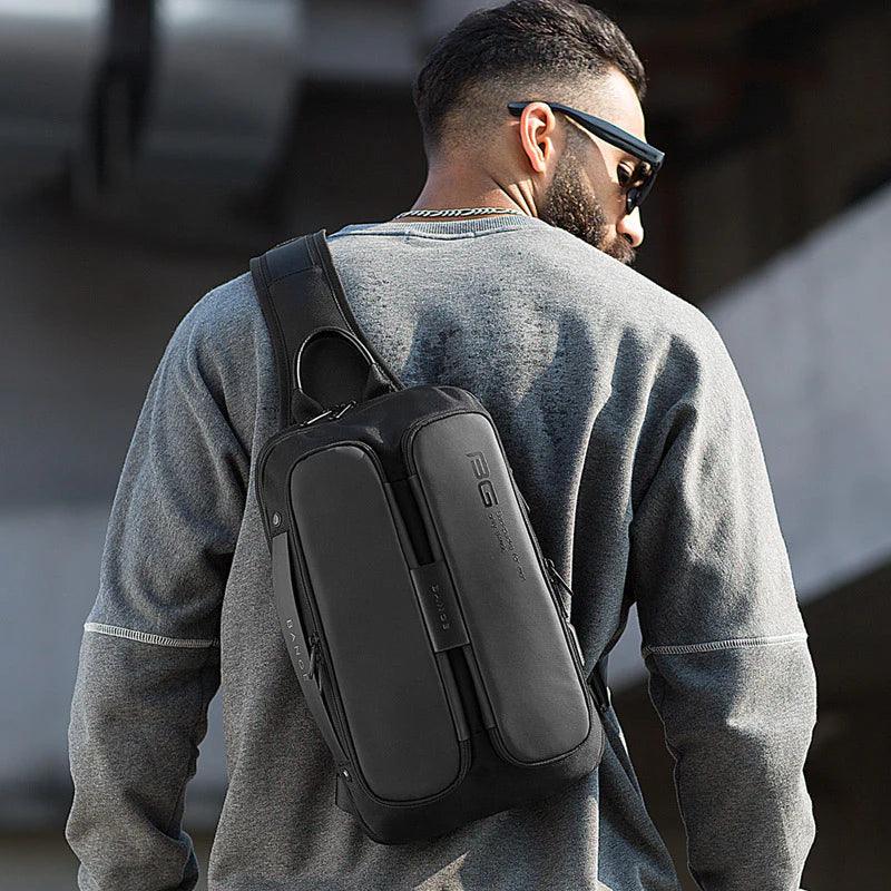 "Tech-Savvy Men's Shoulder Bag with USB Functionality"