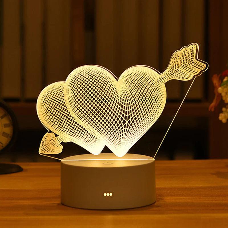 "Romantic Love 3D Acrylic LED Night Light: Perfect for Home Decor, Birthdays, and Valentine's Day!"