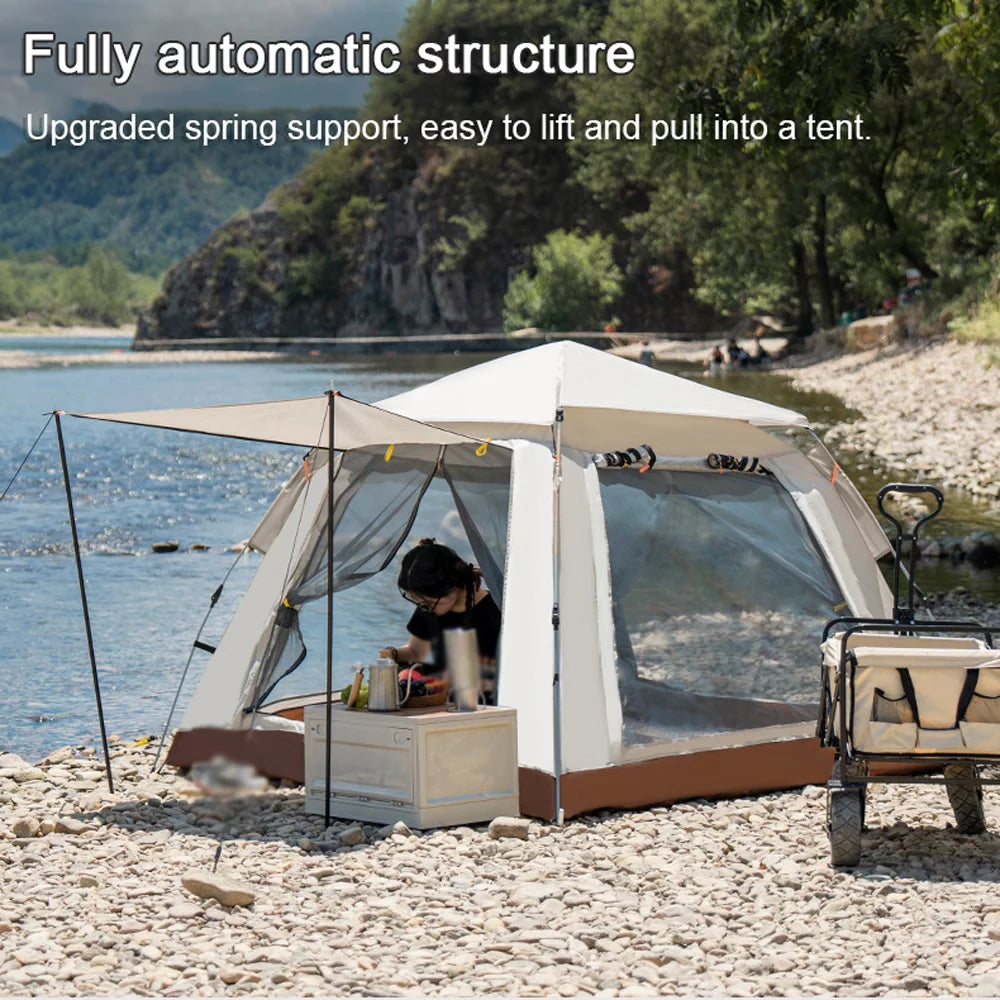 "Instant Pop-Up Waterproof Camping Tent for 4-6 People - Perfect for Family Adventures!"