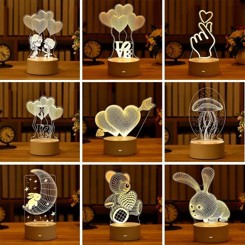 "Romantic Love 3D Acrylic LED Night Light: Perfect for Home Decor, Birthdays, and Valentine's Day!"