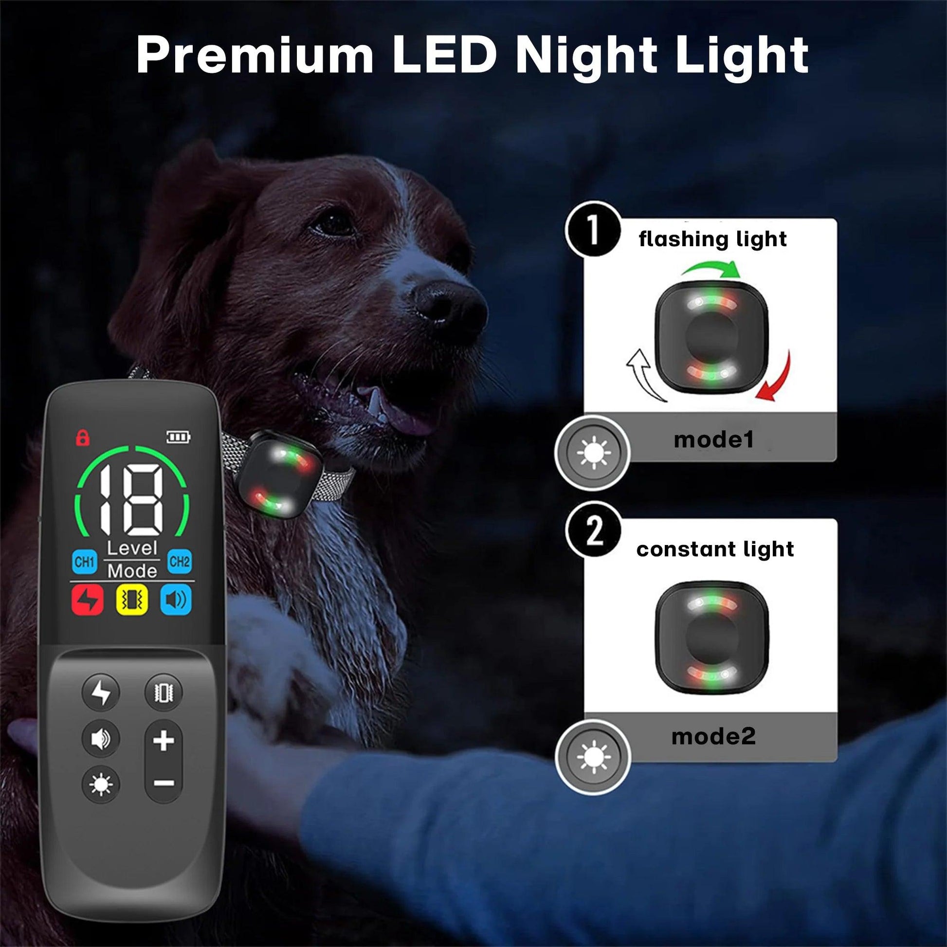 "Premium LED Dog Shock Collar with Remote - Ideal for Small, Medium, and Large Dogs up to 120lbs!"