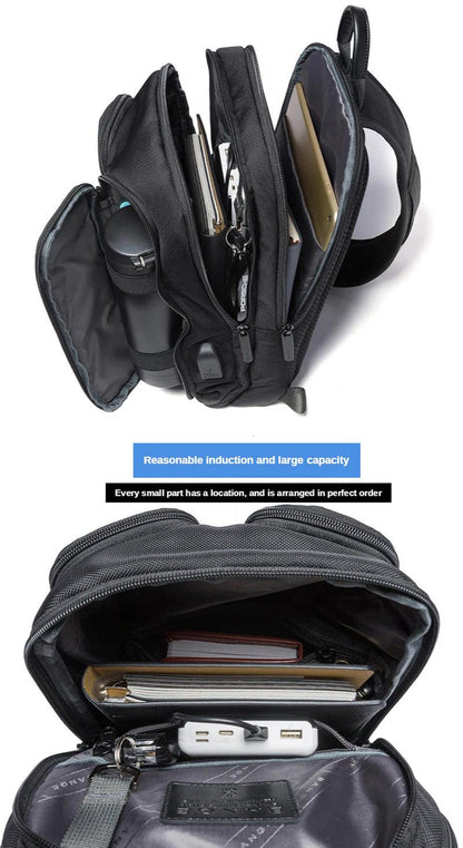 "Tech-Savvy Men's Shoulder Bag with USB Functionality"