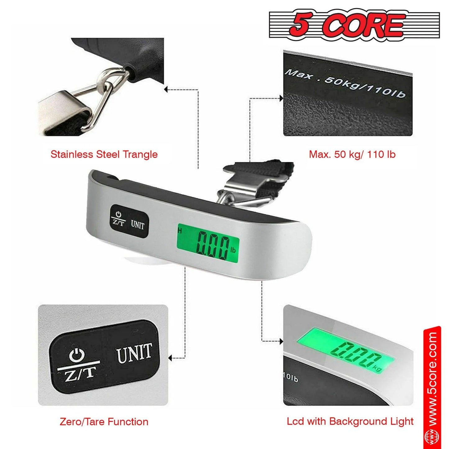 "5Core Portable Digital Luggage Scale - TSA Approved Travel Weight Scales"