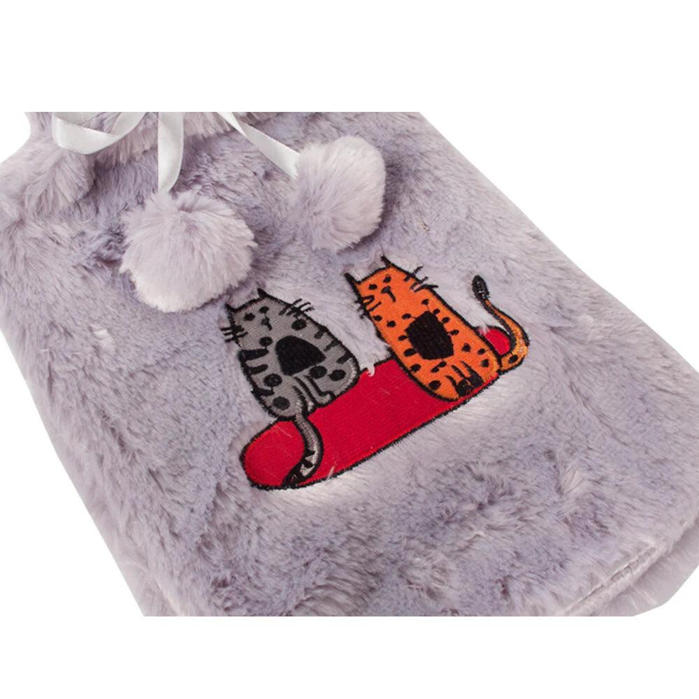 "Cozy Cat-themed Gray Hot Water Bottle by Biggdesign"