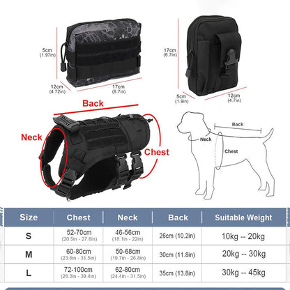 Tactical Dog Harness with 6 Metal Buckles for Large or Medium Dogs, Dog MOLLE Vest with Handle for Walking Training Hiking