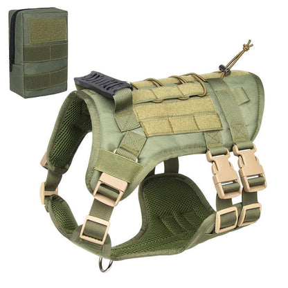 Tactical Dog Harness with 6 Metal Buckles for Large or Medium Dogs, Dog MOLLE Vest with Handle for Walking Training Hiking