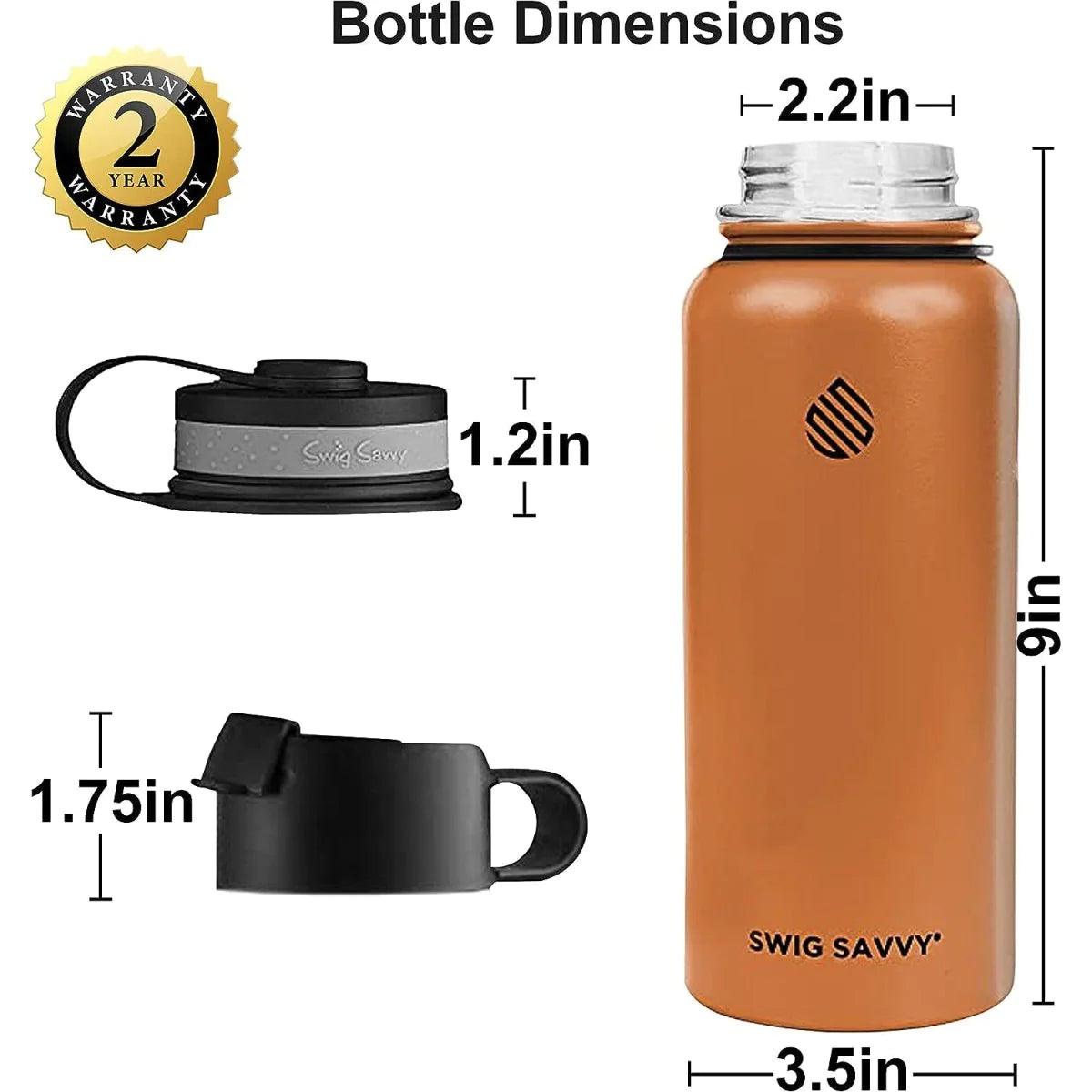 Ultimate 32oz Stainless Steel Water Bottle Set with 2 Leak-Proof Lids and Sleeve