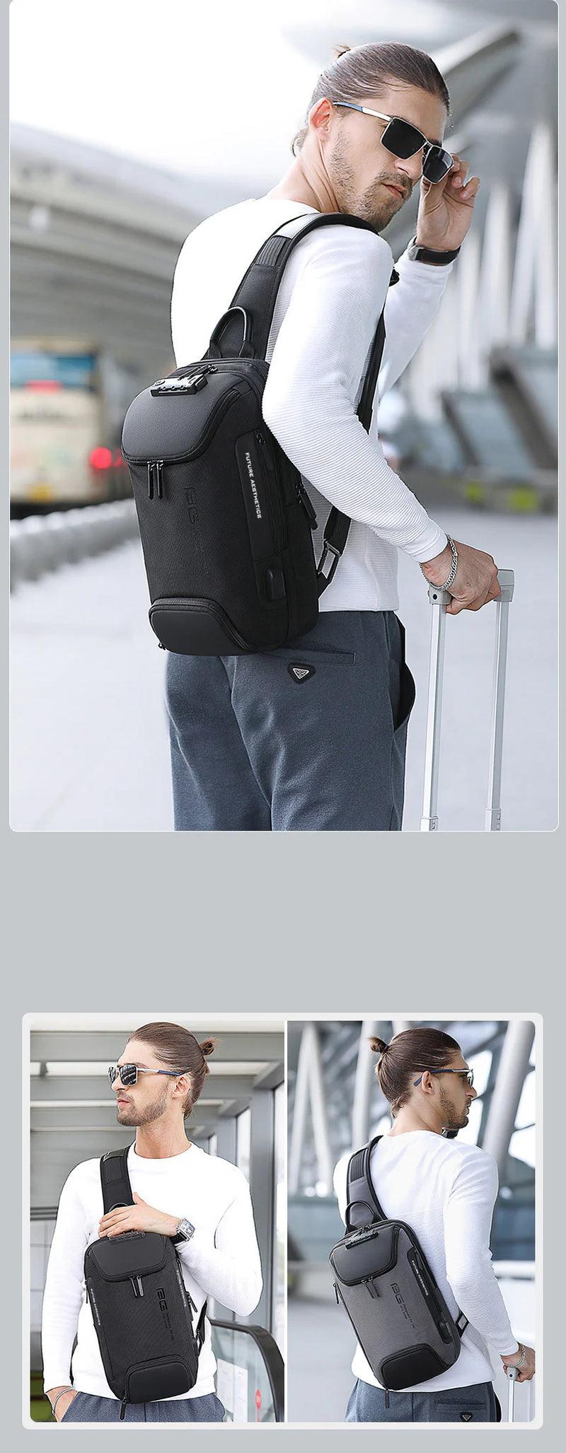 "Secure and Stylish Italian Chest Bag with Bange Anti-Theft USB Technology for Men"