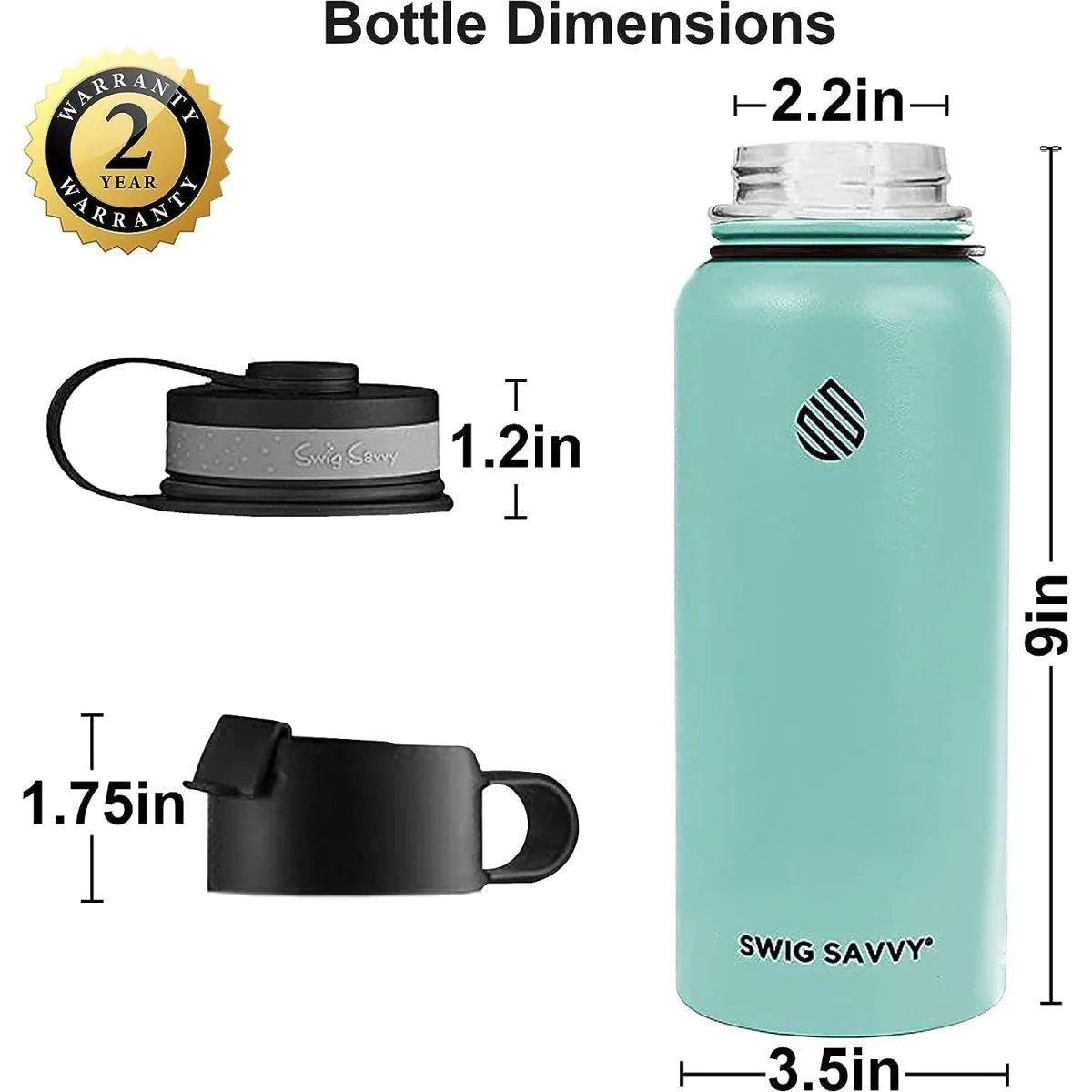 Ultimate 32oz Stainless Steel Water Bottle Set with 2 Leak-Proof Lids and Sleeve