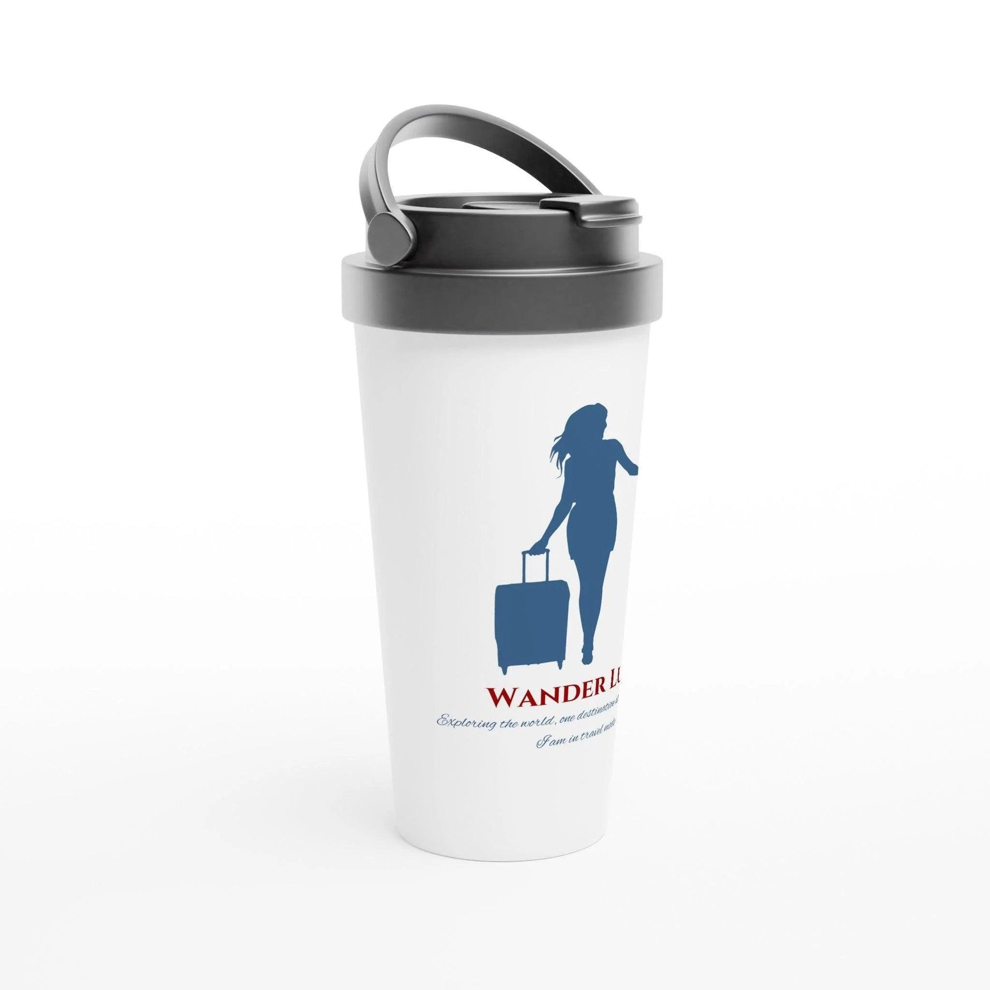 "Wanderlust Stainless Steel Travel Mug by Hadiarts"