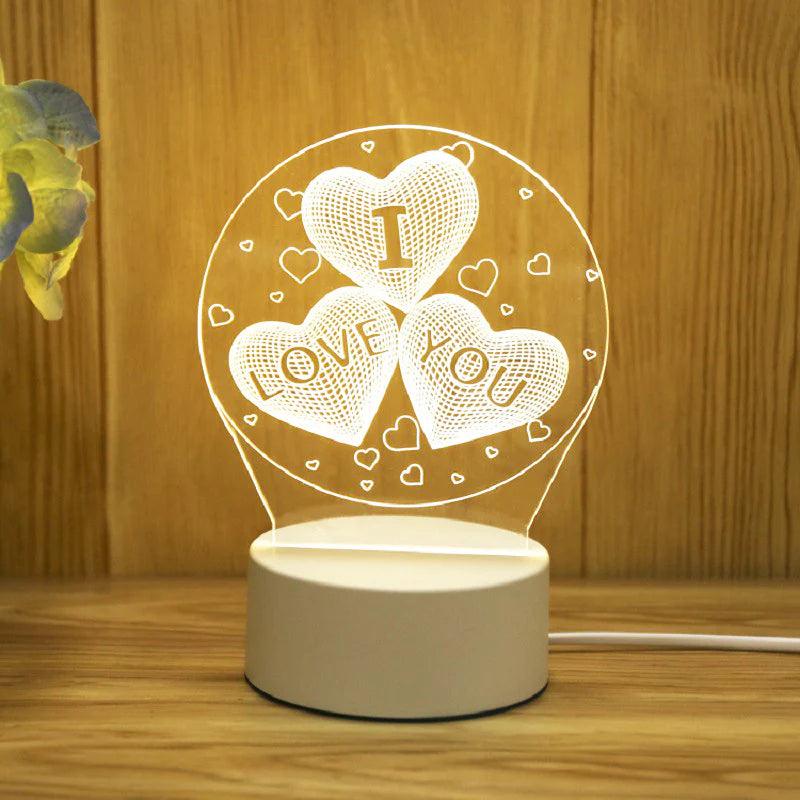 "Romantic Love 3D Acrylic LED Night Light: Perfect for Home Decor, Birthdays, and Valentine's Day!"